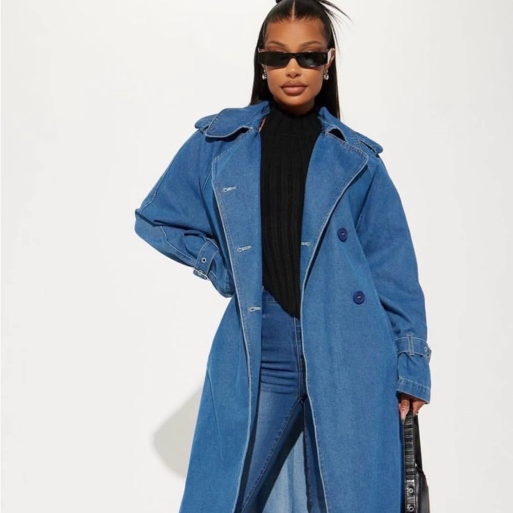 Stylish Blue Denim Trench Coat